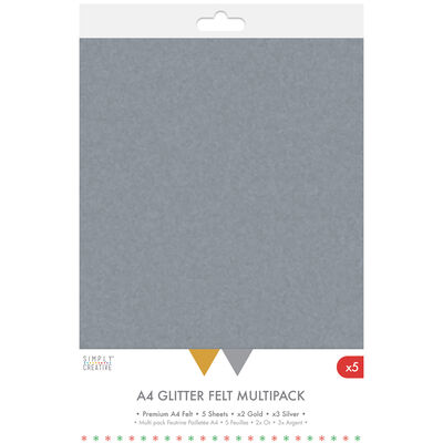 A4 Metallic Glitter Felt Multipack - 5 Sheets image number 1