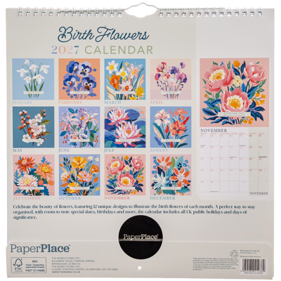 Birth Flowers Square Calendar 2027 image number 2