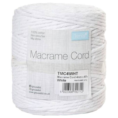 Trimits: White Cotton Macrame Cord 87m x 4mm image number 1