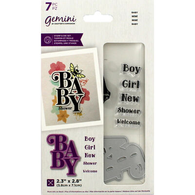 Gemini Floral Sentiment Stamp and Die - Baby image number 1