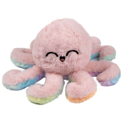 PlayWorks Reversible Octopus Plush Toy: Pink & Rainbow image number 1