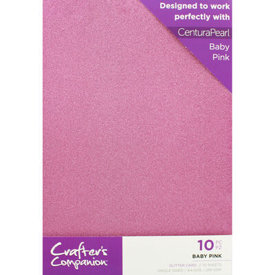 Crafters Companion Glitter Card 10 Sheet Pack - Baby Pink image number 1