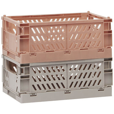 Pink & Beige Stackable Storage Crates: Pack of 2 image number 1