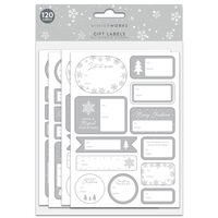 Christmas Self Adhesive Silver Gift Labels: 120 Piece