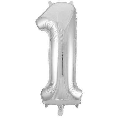 34 Inch Silver Number 1 Helium Balloon image number 1