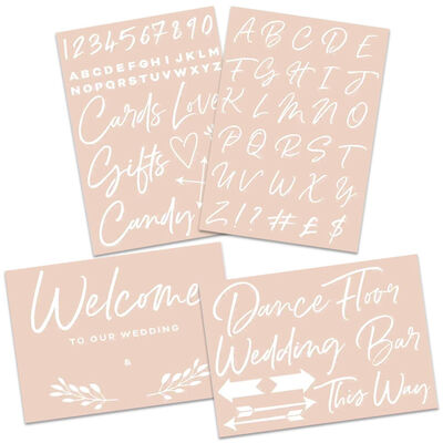 Large Wedding Signage Stencil Sheets: Pack of 4 image number 1