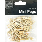Mini Natural Wooden Pegs - Pack of 45 image number 1
