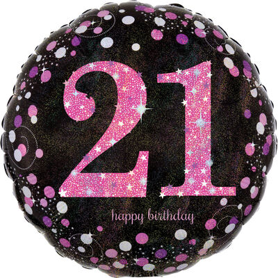 18 Inch Pink Number 21 Helium Balloon image number 1