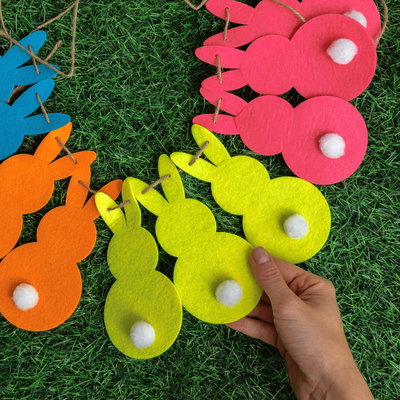 Felt Pom Pom Bunny Garland image number 3