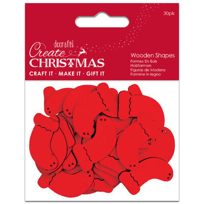 Christmas Mini Stockings Wooden Shapes: Pack of 30 image number 1
