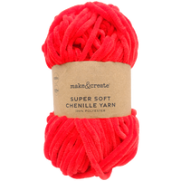 Super Soft Chenille Yarn: Red 100g