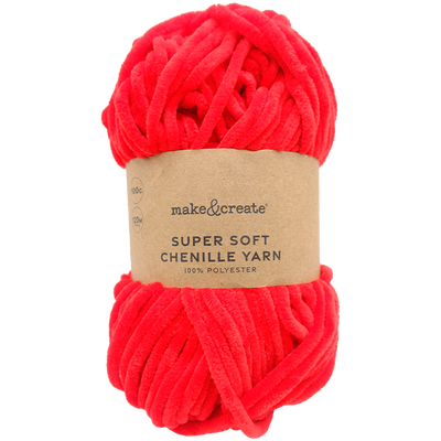 Super Soft Chenille Yarn: Red 100g image number 1