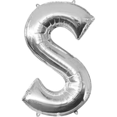 34 Inch Silver Letter S Helium Balloon image number 1