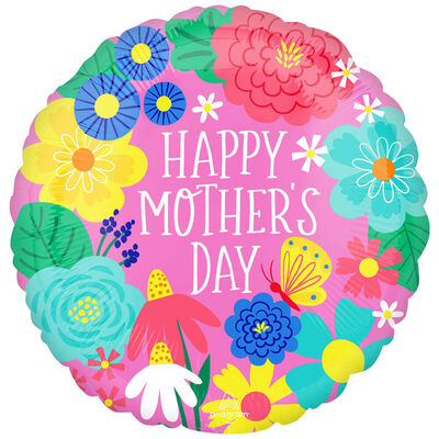 18 Inch Happy Mother's Day Floral Helium Balloon image number 1