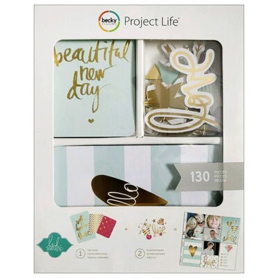 American Crafts: Project Life Gold Foil 130 Piece Card Kit image number 1