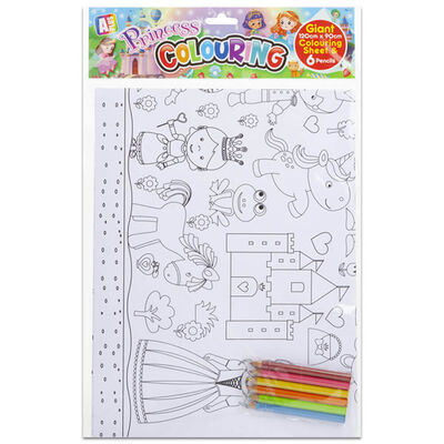 Giant Colouring Sheet & Pencils: Assorted image number 1