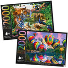 Mindbogglers Artisan In the Jungle & Balloon Festival 2000 Piece Jigsaw Puzzle Bundle image number 1