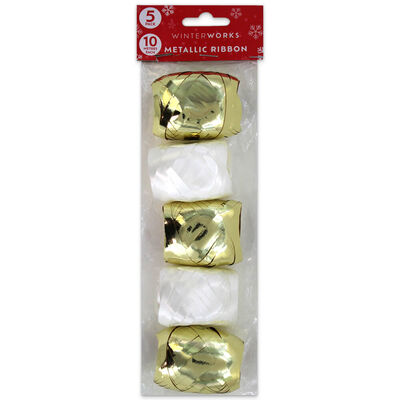 Gold Metallic Curling Ribbon: Pack of 5 image number 1