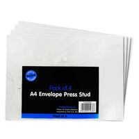 A4 Press Stud Envelopes Wallets - Pack Of 4