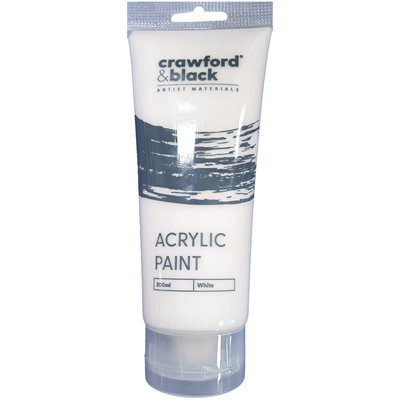 Crawford & Black White Acrylic Paint: 200ml image number 1