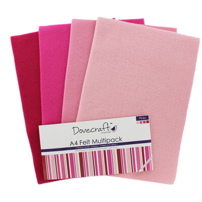 Pink A4 Felt Sheets - Pack Of 8 image number 1