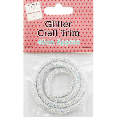 White Glitter Craft Trim 46cm image number 1