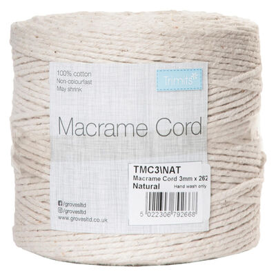 Trimits: Natural Cotton Macrame Cord 262m x 3mm image number 1