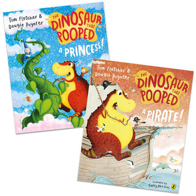 The Dinosaur that Pooped a Pirate & The Dinosaur that Pooped a Princess Book Bundle image number 1
