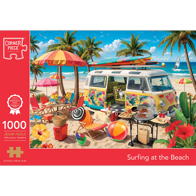 Surfing at the Beach 1000 Piece Jigsaw Puzzle image number 1