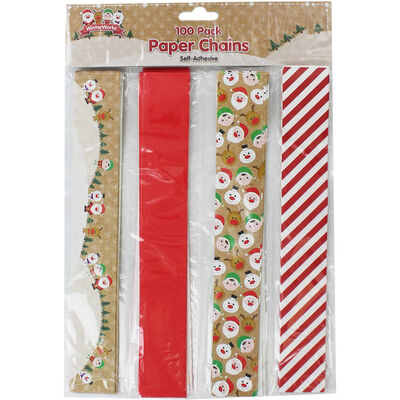 100 Large Self-Adhesive Festive Paper Chains - Assorted image number 1
