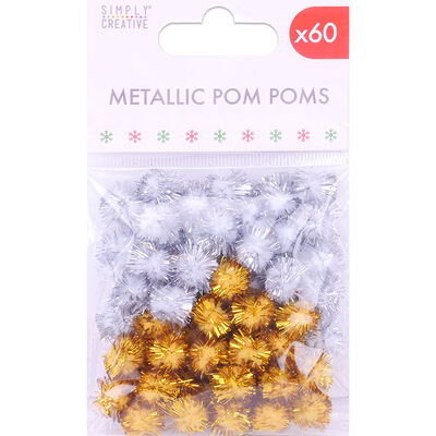 Metallic Pom Poms - Pack of 60 image number 1