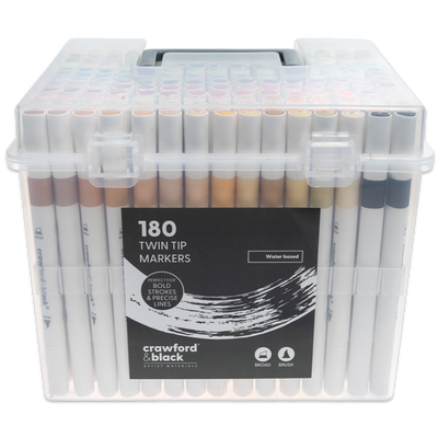 Crawford & Black Twin-Tip Markers in Carry Case: Pack of 180 image number 1