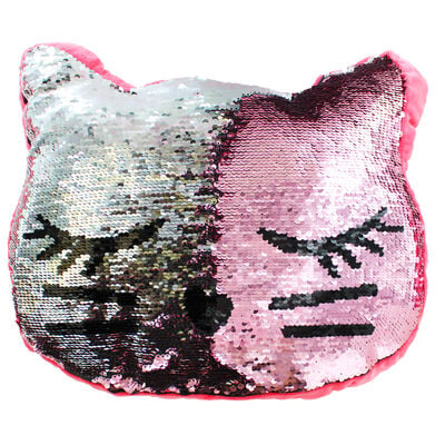 Reversible Sequin Kitten Cushion image number 3