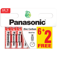 Panasonic Zinc Carbon AA Batteries: Pack of 8