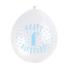 Blue White 1st Birthday Latex Balloons - 10 Pack image number 3