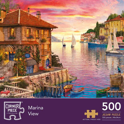 Marina View & Greengrocers 500 Piece Jigsaw Puzzle with Puzzle Rolling Mat Bundle image number 4