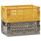 Grey & Mustard Stackable Storage Crates: Pack of 2 image number 1