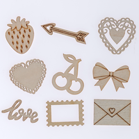 Wooden Heart and Cherry Embellishments: Pack of 45