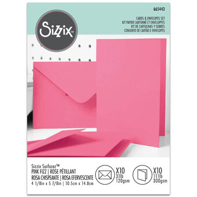 Sizzix Surfaces Pink Fizz Card & Envelope Pack: Pack of 10 image number 1