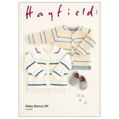 Hayfield Baby Bonus DK: Striped Cardigan Knitting Pattern 5423 image number 1