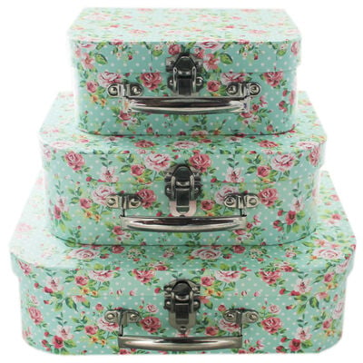 Rose Print Storage Suitcases - Set Of 3 image number 1
