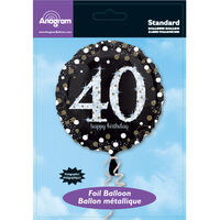 18 Inch Black Number 40 Helium Balloon