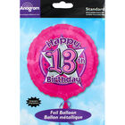 18 Inch Pink Happy 13th Birthday Foil Helium Balloon image number 2