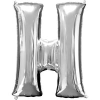 34 Inch Silver Letter H Helium Balloon