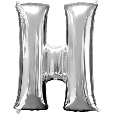 34 Inch Silver Letter H Helium Balloon image number 1