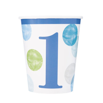 Blue 1st Birthday Paper Cups - 8 Pack image number 1