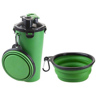 Crufts 2 In 1 Pet Travel Food & Water Bottle With Pet Bowl image number 1