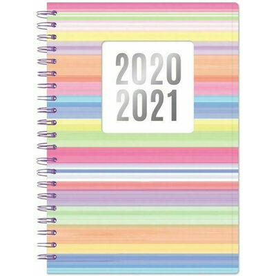 A5 Pink Stripe Day a Page 2020-21 Academic Diary image number 1