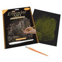 Lion and Cubs Gold Engraving Art Set