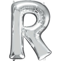 34 Inch Silver Letter R Helium Balloon